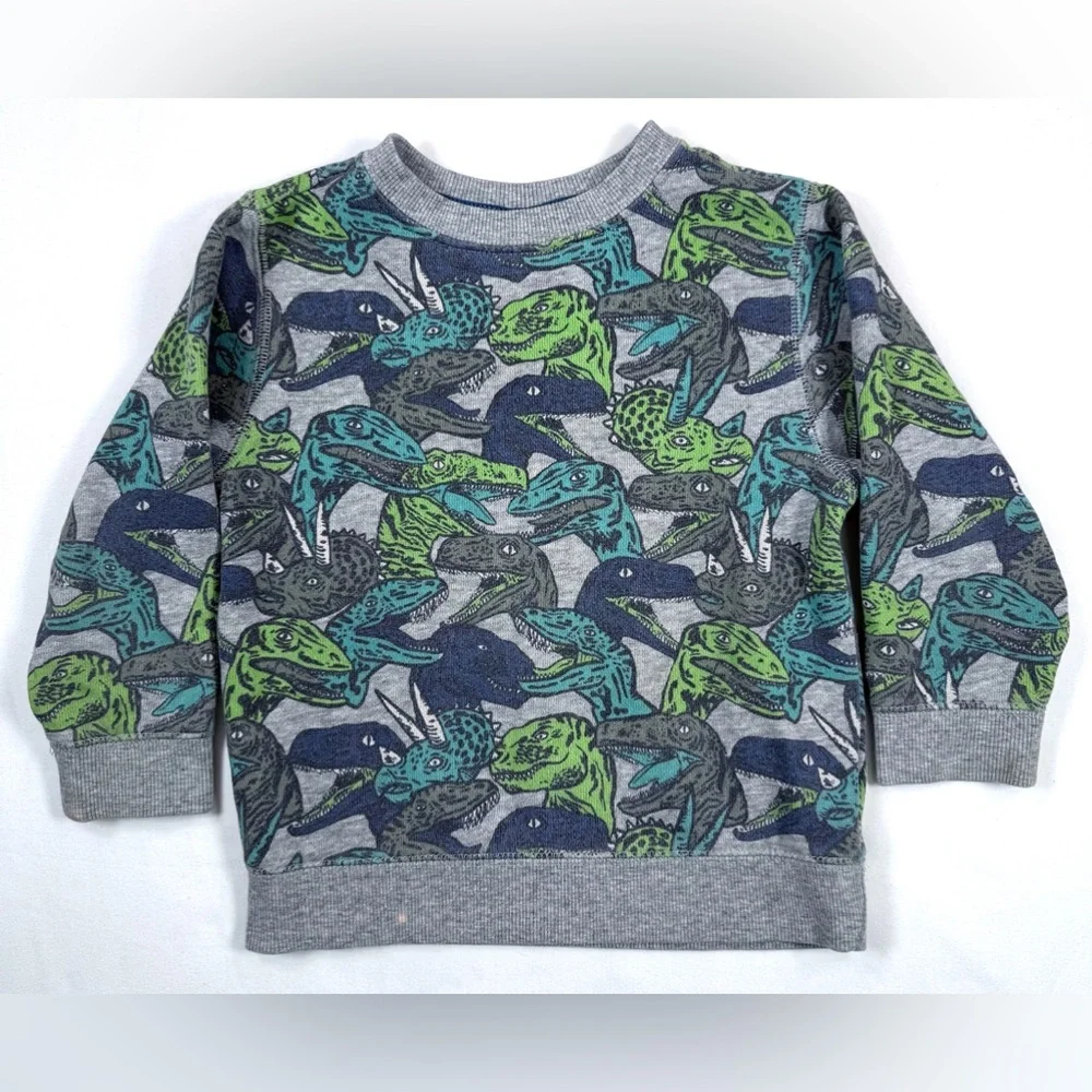 GYMBOREE Boys Dinosaur Sweatshirt 2T Fleece Pullover Playful Prehistoric Print‎